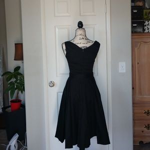 Pinup Couture Black Sateen Belted Dress